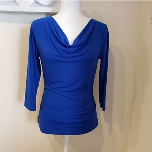 New York & Co. Blue Cowl Neck Top